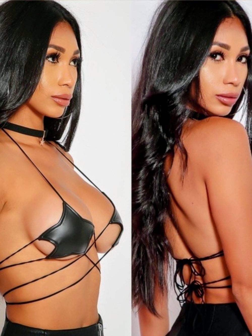 Club EXX Black Strappy Micro Bikini Top NEW 🔥